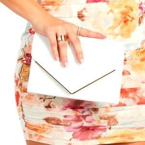 Windsor White Faux Leather Bag/ Clutch